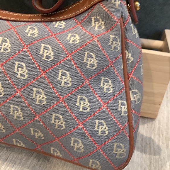 Dooney & Bourke Classic Hobo red, white, Blue, Canvas and Leather Purse - Picture 5 of 17